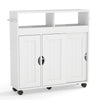 Bathroom Cabinet with Wheels Slim Side Storage Organizer with Adjustable Shelf and Towel Racks-White