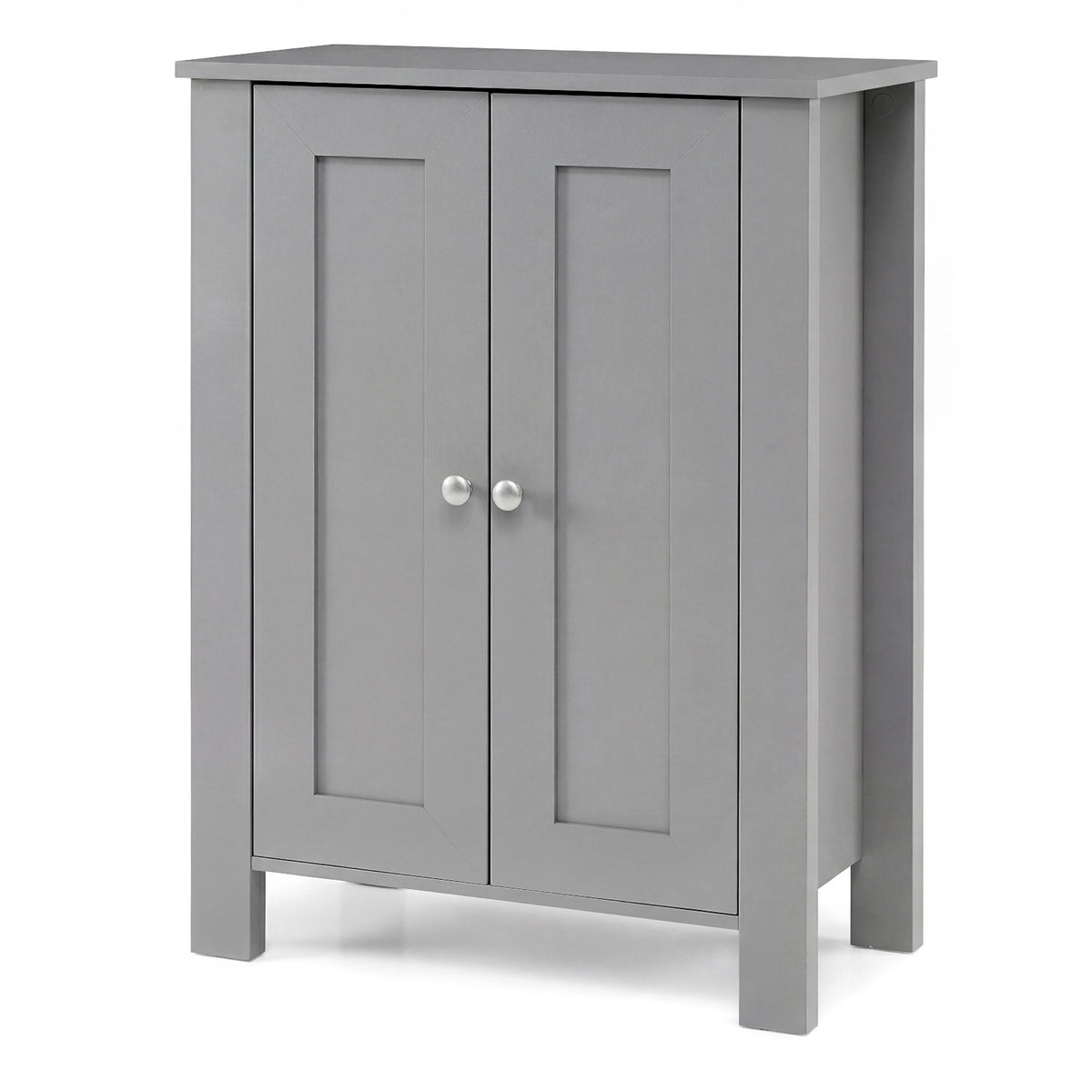 Bathroom Floor Cabinet with Double Doors Freestanding Wooden Storage-Grey