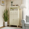 Bathroom Floor Storage Cabinet with Doors and Shelves-Beige