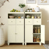 Bathroom Floor Storage Cabinet with Doors and Shelves-Beige