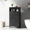 Bathroom Floor Storage Cabinet with Doors and Shelves-Black