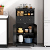 Bathroom Floor Storage Cabinet with Doors and Shelves-Black
