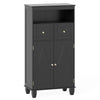 Bathroom Floor Storage Cabinet with Doors and Shelves-Black