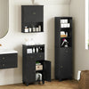 Bathroom Floor Storage Cabinet with Doors and Shelves-Black