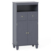 Bathroom Floor Storage Cabinet with Doors and Shelves-Gray