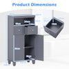 Bathroom Floor Storage Cabinet with Doors and Shelves-Gray