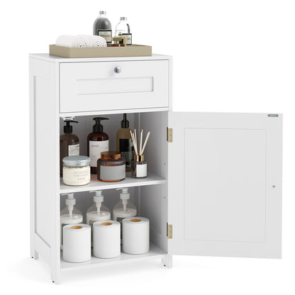 Bathroom Storage Cabinet with Drawer & Door with Anti-Tipping Devices-White