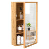 Bathroom Wall Cabinet Bamboo Medicine Cabinet with Mirror-Natural