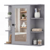 Bathroom Wall Cabinet with Mirror 3 Internal Shelves-Grey