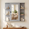 Bathroom Wall Cabinet with Mirror 3 Internal Shelves-Grey