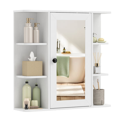 Bathroom Wall Cabinet with Mirror 3 Internal Shelves-White