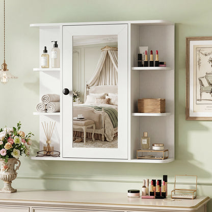 Bathroom Wall Cabinet with Mirror 3 Internal Shelves-White
