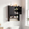 Bathroom Wall Cabinet with Open Shelves and Adjustable Shelf-Black