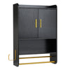 Bathroom Wall Cabinet with Open Shelves and Adjustable Shelf-Black