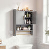 Bathroom Wall Cabinet with Open Shelves and Adjustable Shelf-Grey