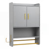 Bathroom Wall Cabinet with Open Shelves and Adjustable Shelf-Grey