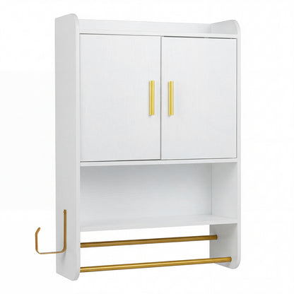 Bathroom Wall Cabinet with Open Shelves and Adjustable Shelf-White