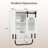 Bathroom Wall Cabinet with Sliding Barn Door and Metal Hanging Bar-White