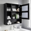 Bathroom Wall Mirror Cabinet with Single Door and 3 Open Shelves-Black