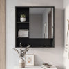 Bathroom Wall Mirror Cabinet with Single Door and 3 Open Shelves-Black