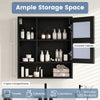 Bathroom Wall Mirror Cabinet with Single Door and 3 Open Shelves-Black