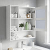 Bathroom Wall Mirror Cabinet with Single Door and 3 Open Shelves-White