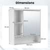 Bathroom Wall Mirror Cabinet with Single Door and 3 Open Shelves-White