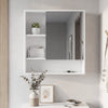 Bathroom Wall Mirror Cabinet with Single Door and 3 Open Shelves-White