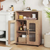 Bathroom Cabinet Freestanding Cabinet with 2 Doors and 3-Level Adjustable Shelf-Natural