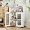 Bathroom Cabinet Freestanding Cabinet with 2 Doors and 3-Level Adjustable Shelf-White