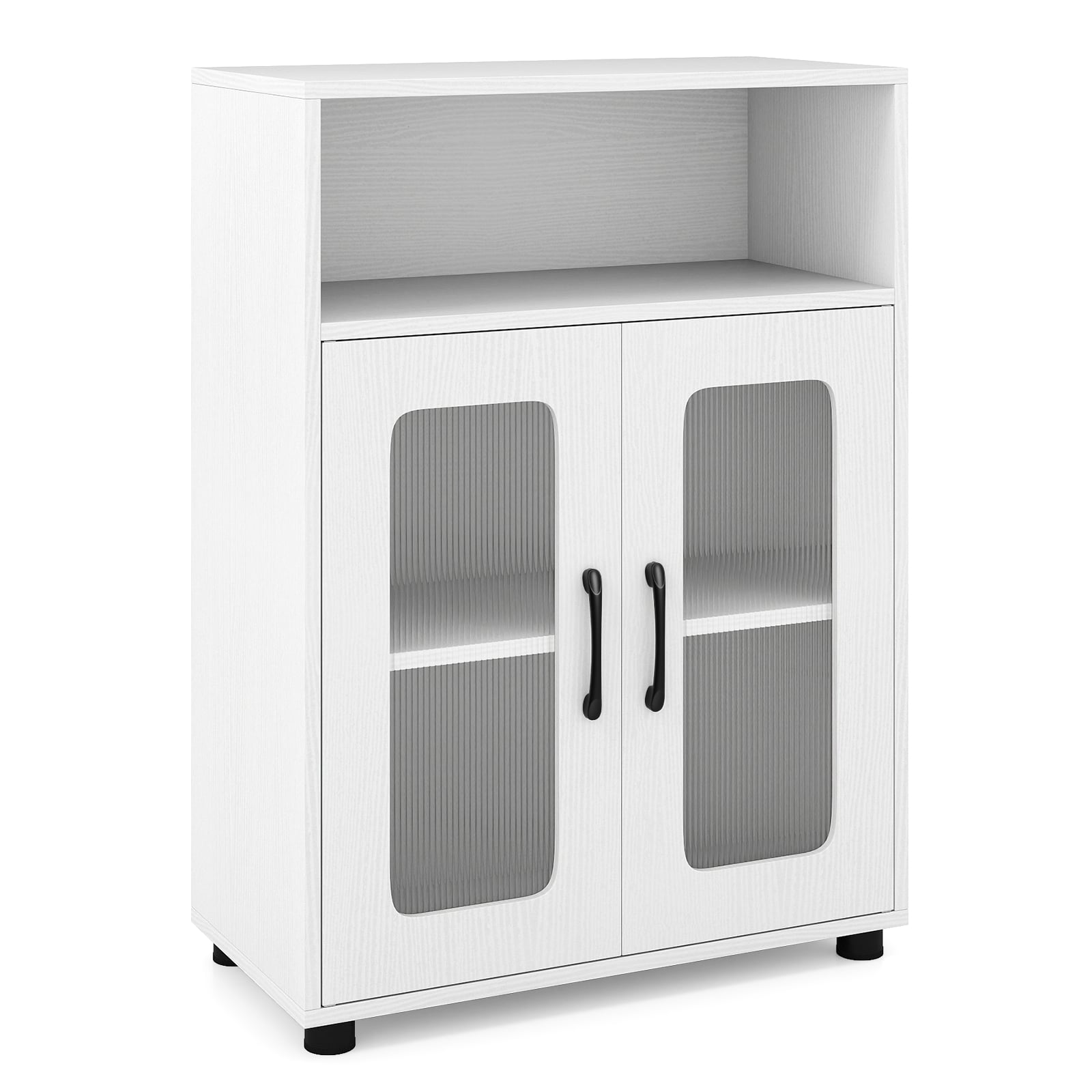 Bathroom Cabinet Freestanding Cabinet with 2 Doors and 3-Level Adjustable Shelf-White