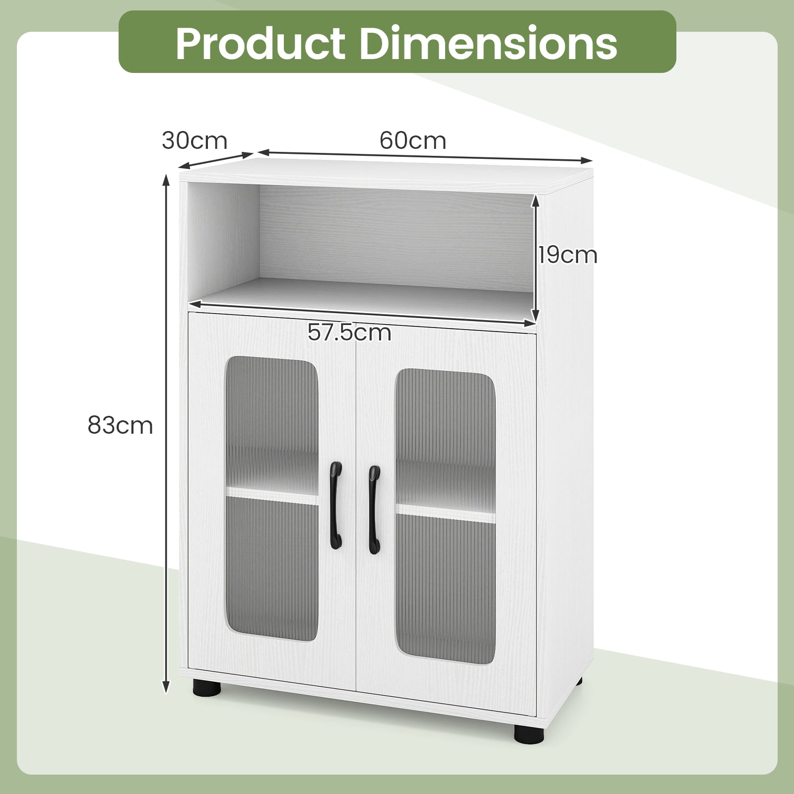 Bathroom Cabinet Freestanding Cabinet with 2 Doors and 3-Level Adjustable Shelf-White