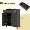 Bathroom Floor Cabinet 2-Door with Drawer and Adjustable Shelf-Black