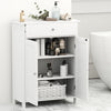 Bathroom Floor Cabinet 2-Door with Drawer and Adjustable Shelf-White
