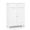 Bathroom Floor Cabinet 2-Door with Drawer and Adjustable Shelf-White