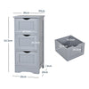 Bathroom Floor Cabinet with 3 Drawers and Cut-Off Handle-Grey