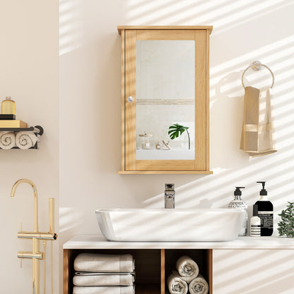 Bathroom Medicine Cabinet with Mirror and Adjustable Shelf-Natural