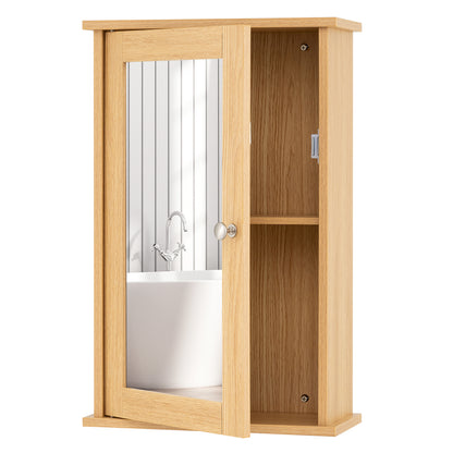 Bathroom Medicine Cabinet with Mirror and Adjustable Shelf-Natural