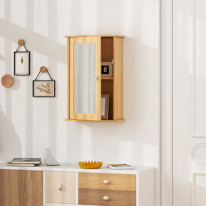 Bathroom Medicine Cabinet with Mirror and Adjustable Shelf-Natural