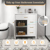 Bathroom Vanity with Sink and 2 Drawers and 1 Cabinet-White