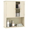 Bathroom Wall Cabinet with Open Shelf and Adjustable Shelf-Beige