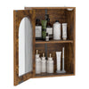 Bathroom Wall Cabinet with Tempered Glass Door and Adjustable Shelf-Brown
