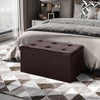 HOMCOM Folding Faux Leather Storage Cube Ottoman Bench Seat PU Rectangular Footrest Stool Box (Brown)