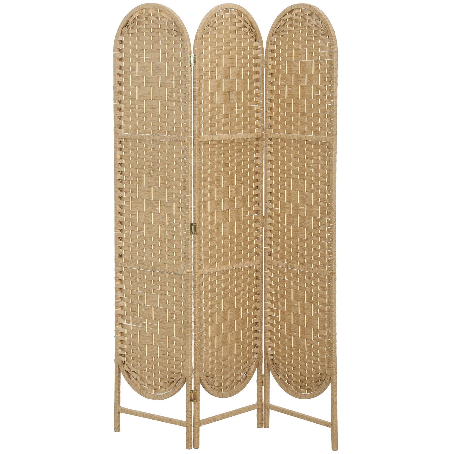 HOMCOM Freestanding Privacy Screen, 3 Panel Folding Room Divider for Living Room, Bedroom and Office, Natural Wood Finish