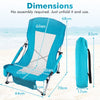 Beach Chair Set of 2 with Padded Armrests and Storage Pocket-Blue