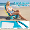 Beach Chair Set of 2 with Padded Armrests and Storage Pocket-Blue