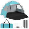Beach Tent Sun Shelter with Canopy Carry Bag for 3-4 Person-Blue