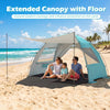 Beach Tent Sun Shelter with Canopy Carry Bag for 3-4 Person-Blue