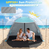 Beach Tent Sun Shelter with Canopy Carry Bag for 3-4 Person-Blue