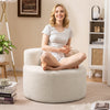 Bean Bag Chair with Soft Teddy Fleece and Curved Backrest-White